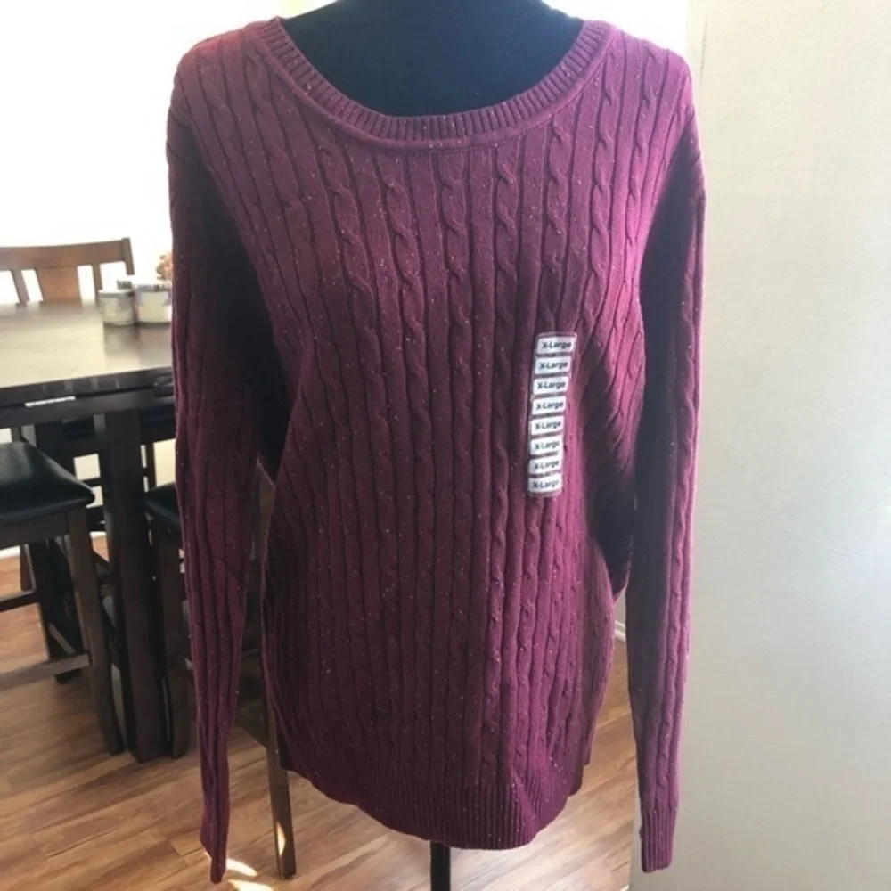Karen Scott Cable Knit Crew Neck Sweater sz XL